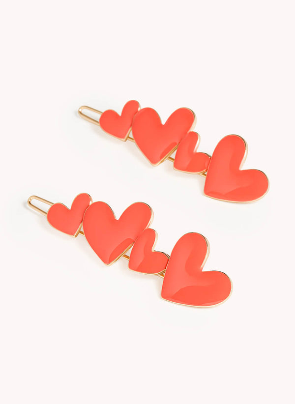Heart Enamel Clip - Color: Bright Red